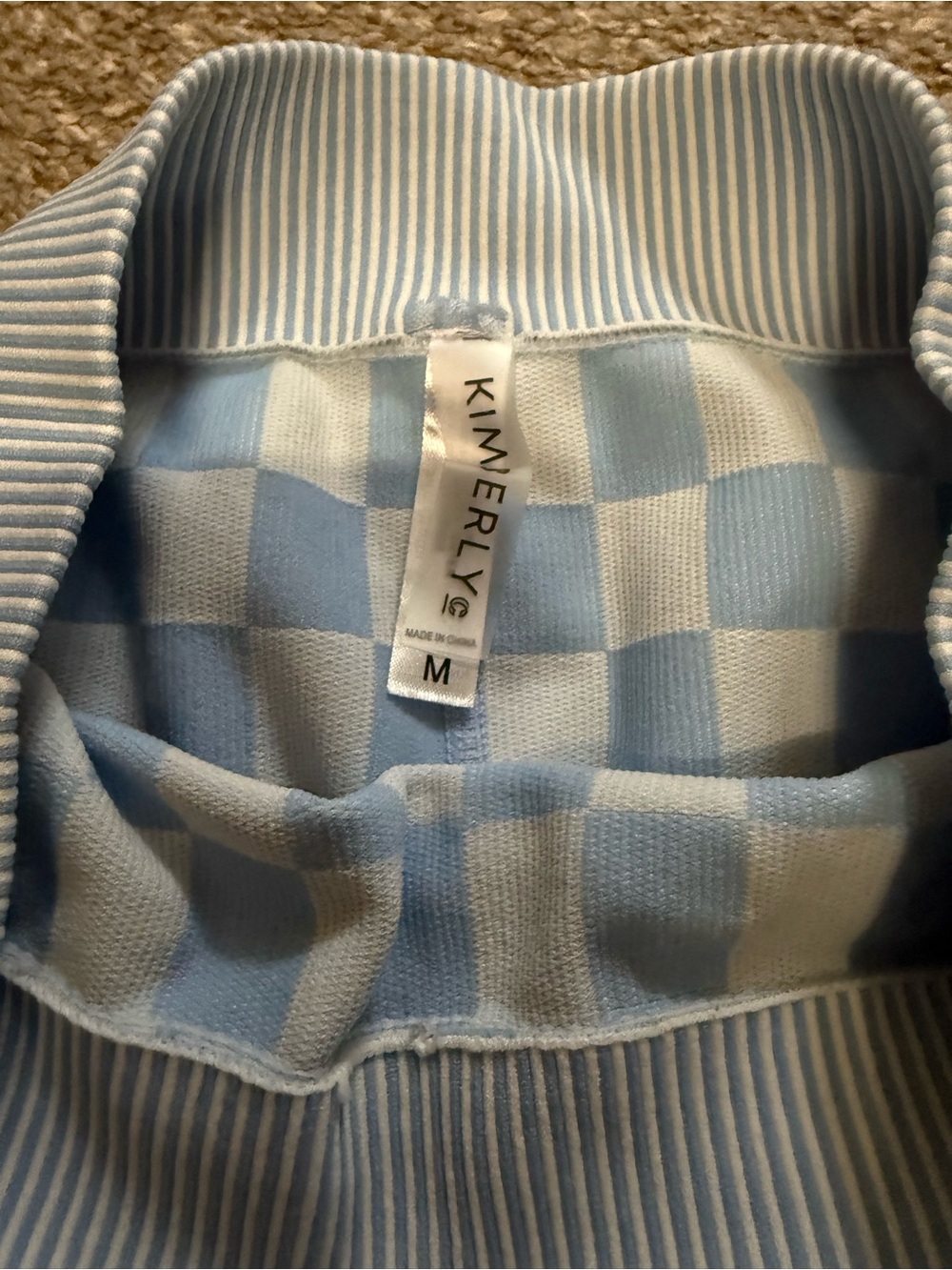 Blue and White Checker Biker Shorts - Picture 2 of 2